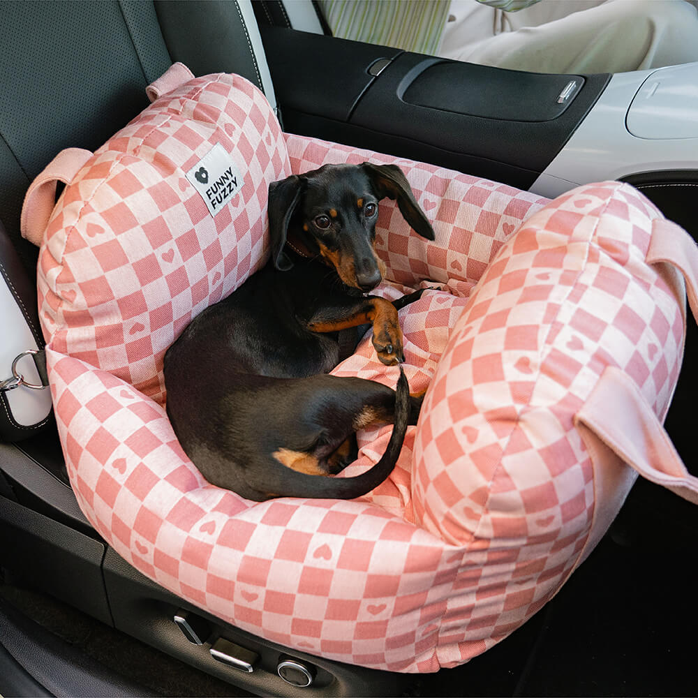 Dog Car Seat Bed – Adjustable Safety Leash & Machine Washable