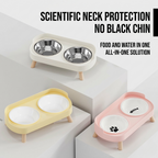 Elevated Dual-Bowl Pet Feeding Station | Ceramic & Stainless Steel