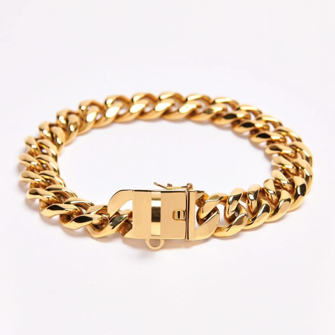 Gold Cuban Link Chain Dog Collar by Spark Paws