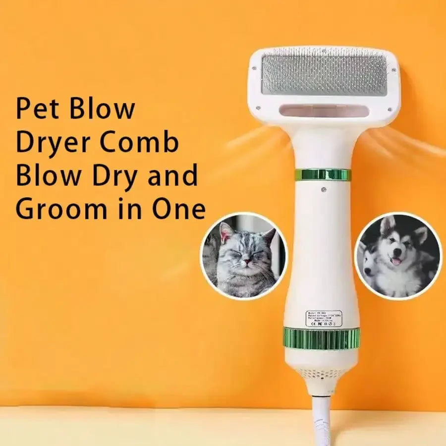 2-in-1 Pet Hair Dryer with Sliding Brush Adjustable Speed