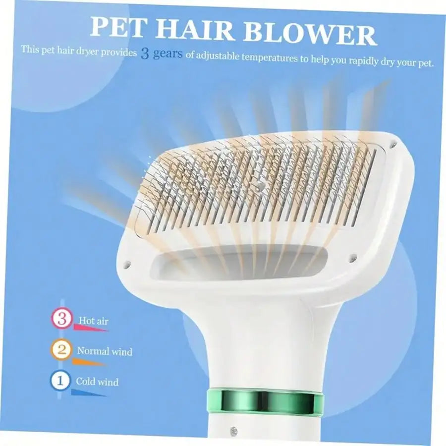2-in-1 Pet Hair Dryer with Sliding Brush Adjustable Speed