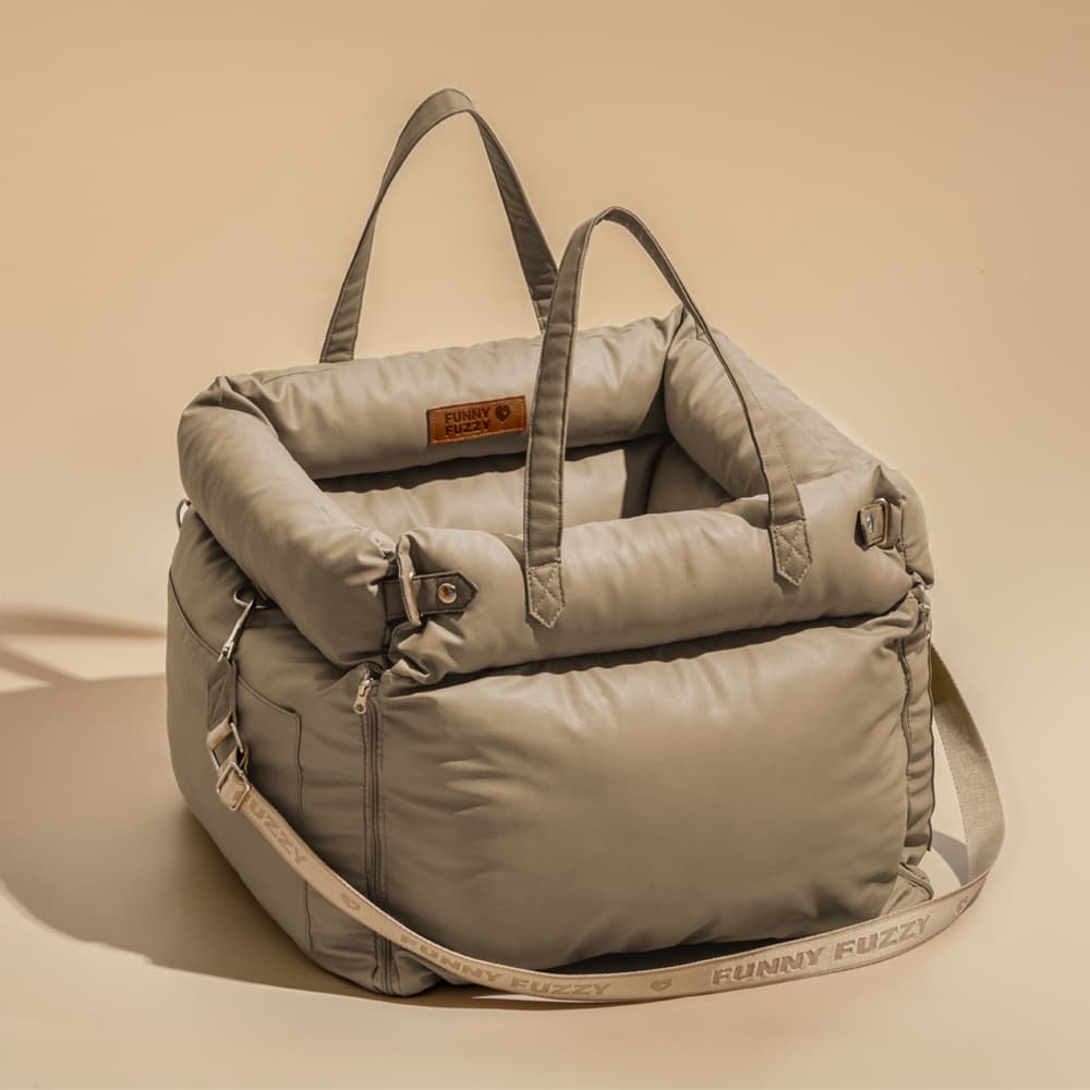 Faux Leather Dog Car Booster Seat Bed | Travel Safe