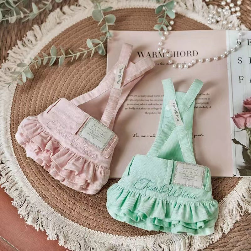 Corduroy Suspender Skirt for Small Dogs – Macaron Colors