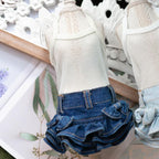 TaniWina Denim Tiered Skirt with Bow Details