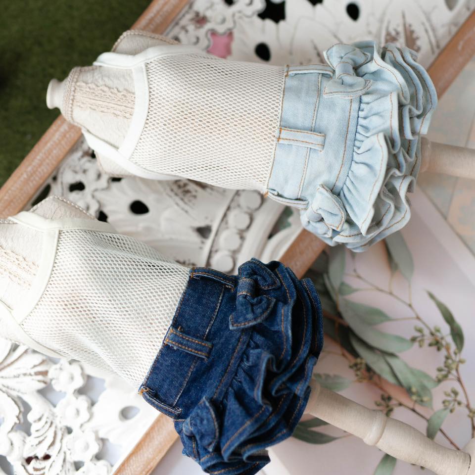 TaniWina Denim Tiered Skirt with Bow Details