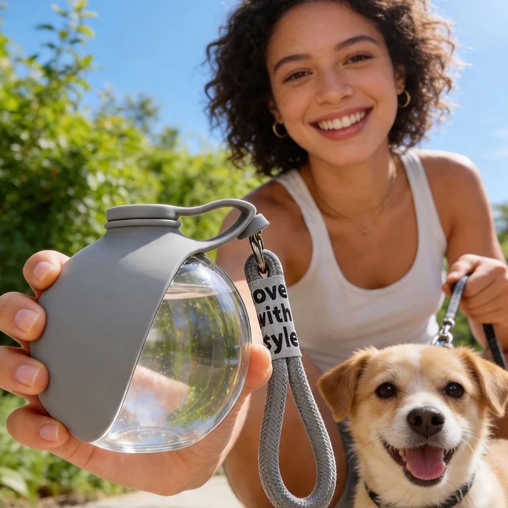 Portable Dog Water Bottle with Collapsible Bowl for Hiking & Travel