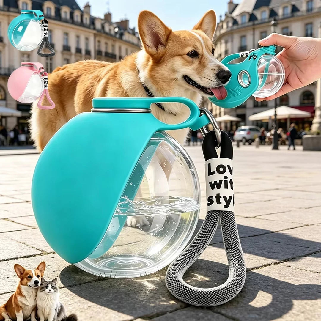 Portable Dog Water Bottle with Collapsible Bowl for Hiking & Travel