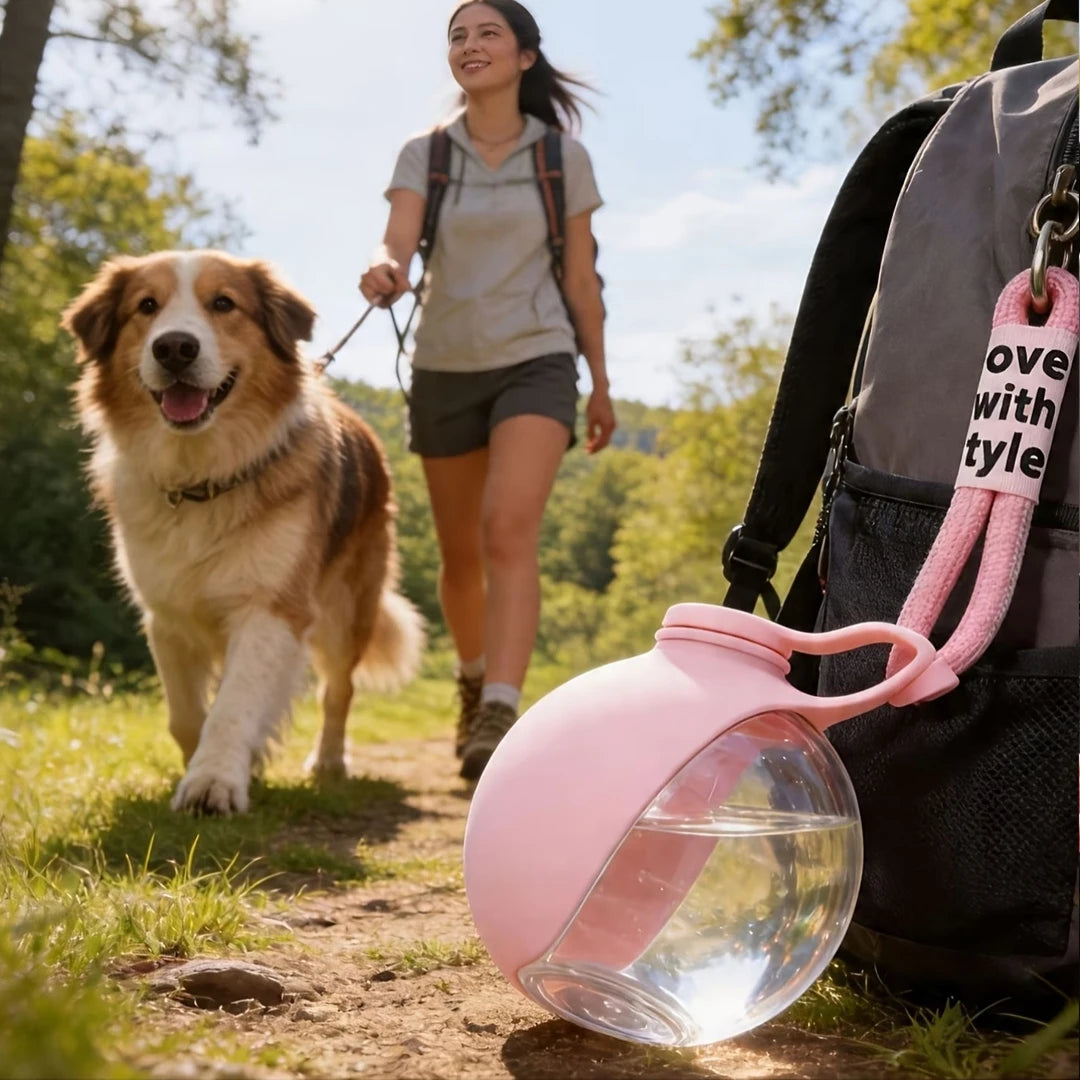 Portable Dog Water Bottle with Collapsible Bowl for Hiking & Travel