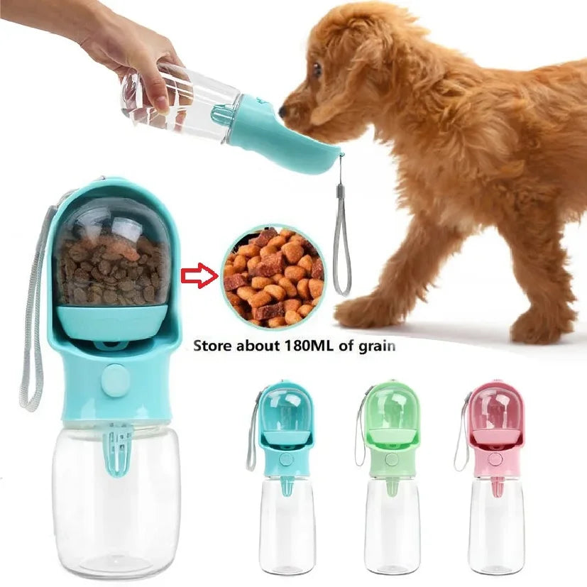 Portable Dog Water Bottle with Food Bowl - Pet Drinking Bottle