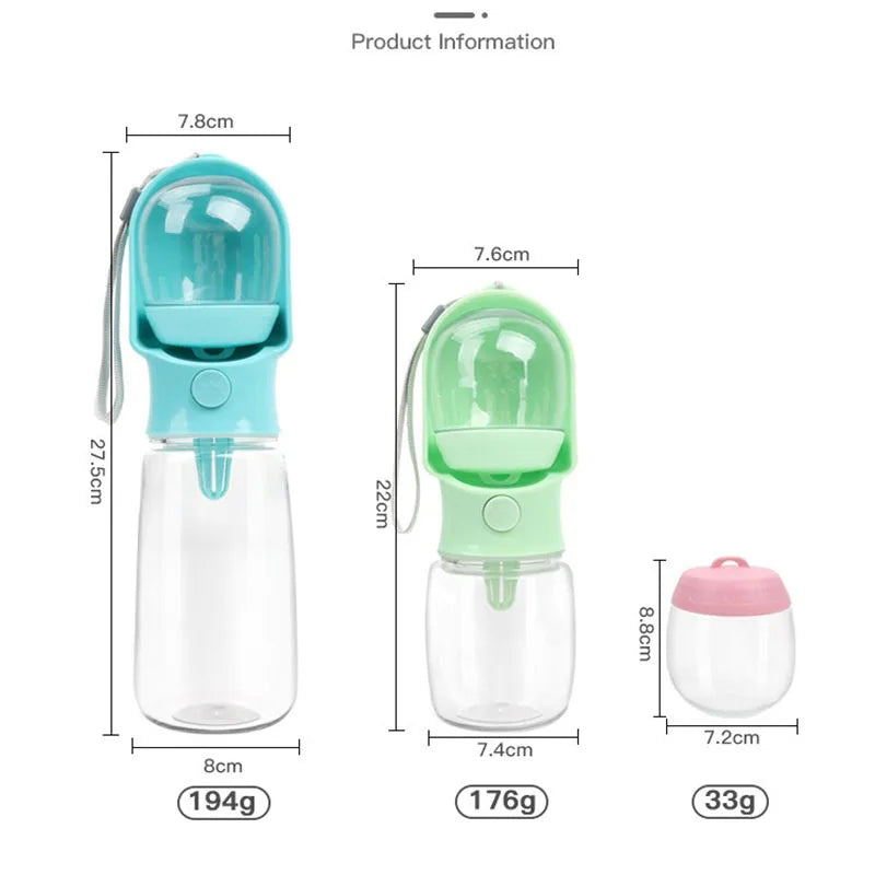 Portable Dog Water Bottle with Food Bowl - Pet Drinking Bottle