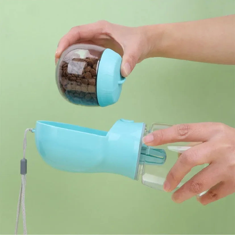 Portable Dog Water Bottle with Food Bowl - Pet Drinking Bottle