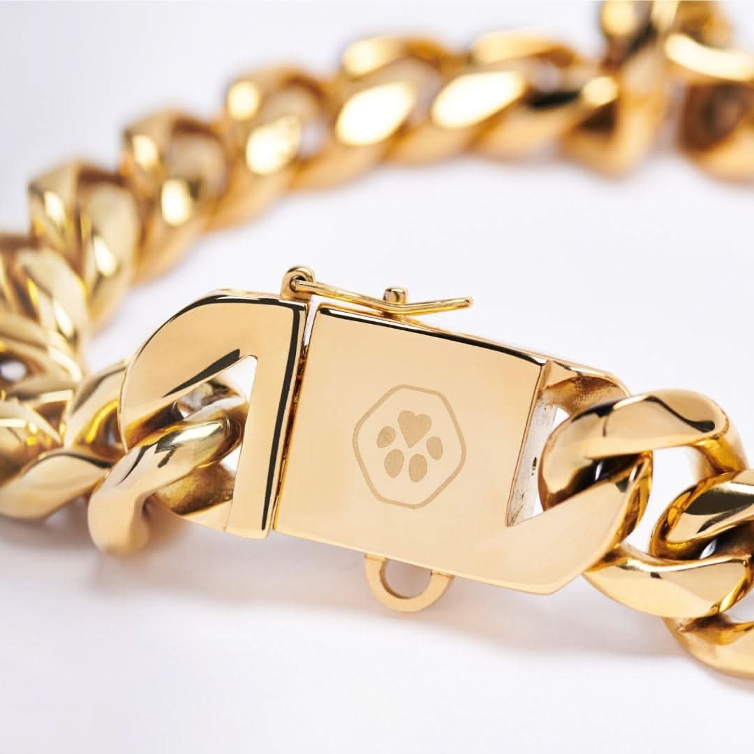 Gold Cuban Link Chain Dog Collar by Spark Paws
