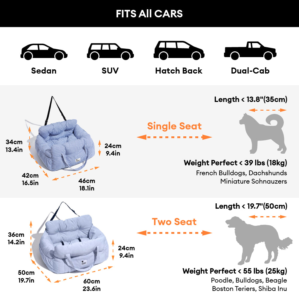 Large Dog Car Seat Bed – Portable Pet Booster with Safety Harness