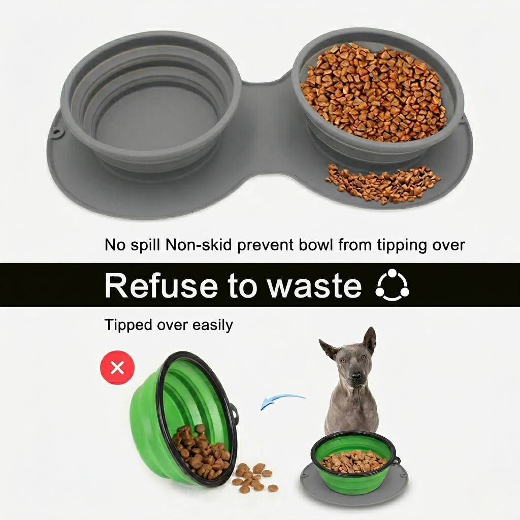 Silicone Collapsible Slow Feeder Travel Bowl for Dogs