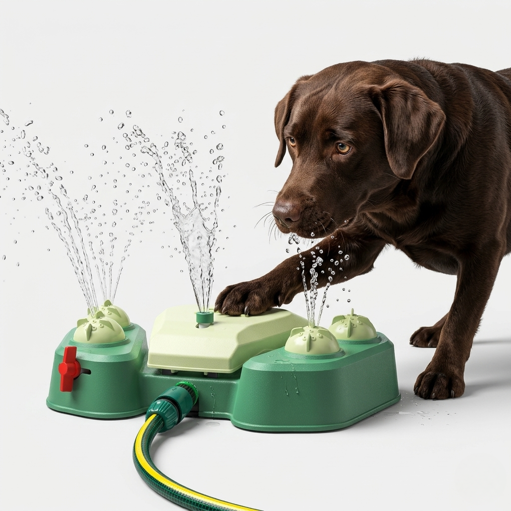 AquaPaw Dog Water Play Station – Pedal-Activated Outdoor Toy
