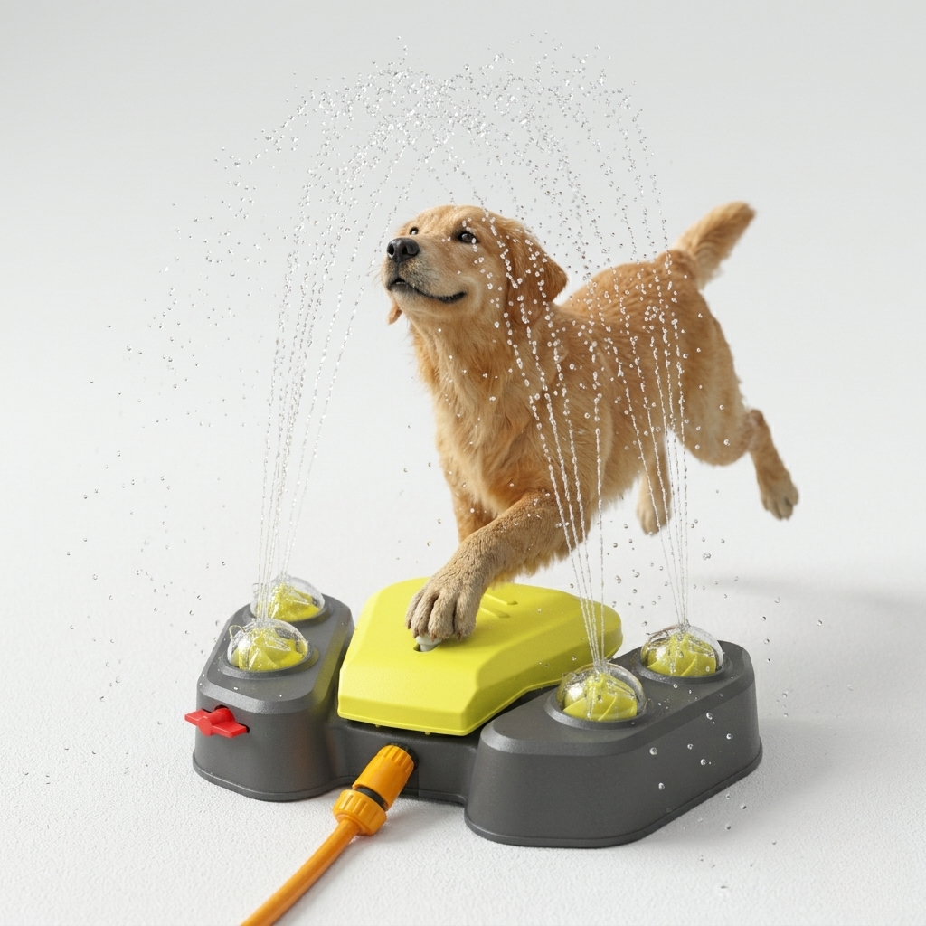 AquaPaw Dog Water Play Station – Pedal-Activated Outdoor Toy