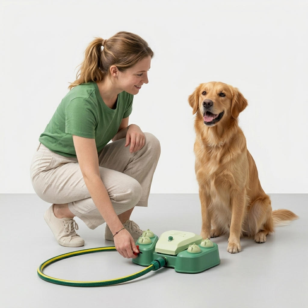 AquaPaw Dog Water Play Station – Pedal-Activated Outdoor Toy