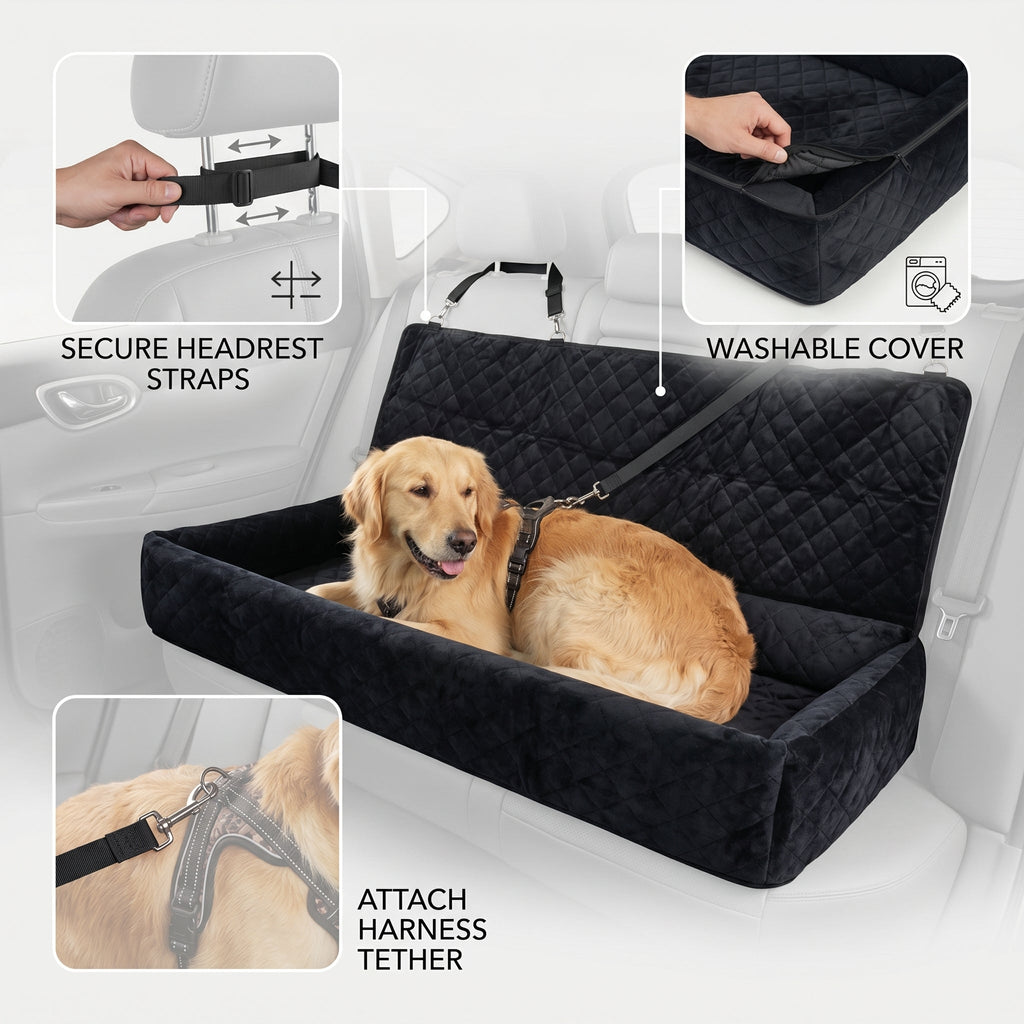 Dog Car Seat for Large Dogs | Huntley Pet Booster Seat Black