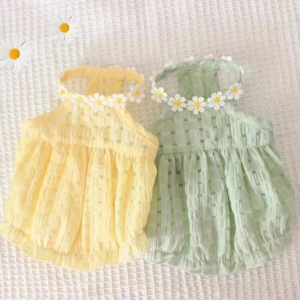 Breathable Floral Cat Dog Skirt Dress for Small Pets