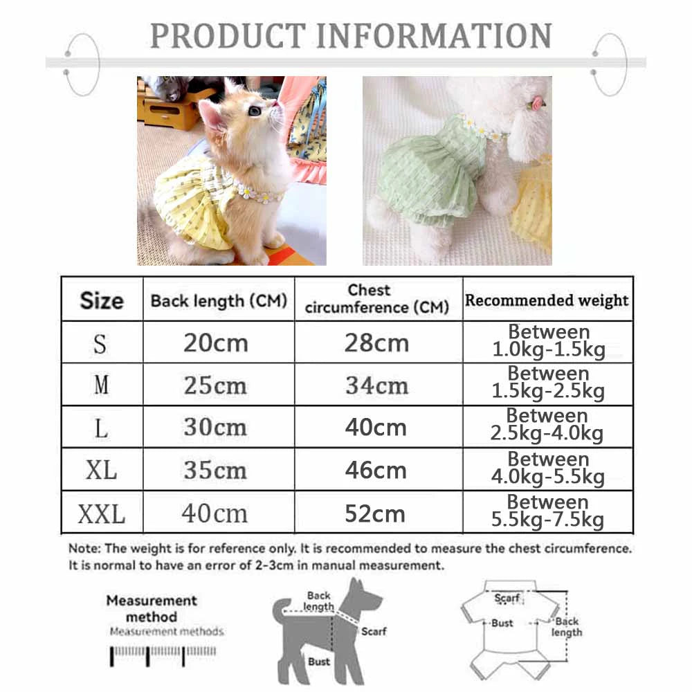 Breathable Floral Cat Dog Skirt Dress for Small Pets