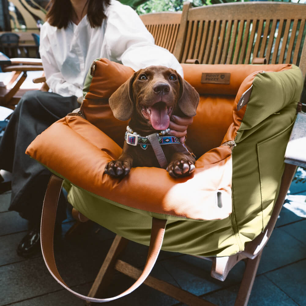 Faux Leather Dog Car Booster Seat Bed | Travel Safe