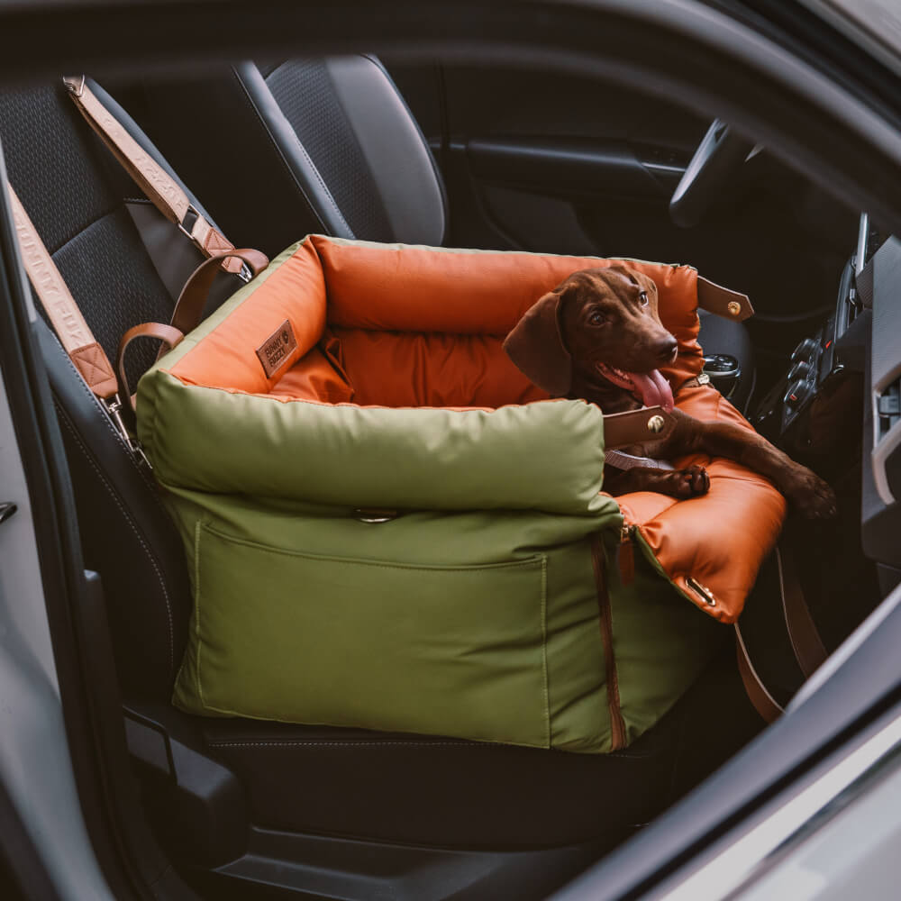 Faux Leather Dog Car Booster Seat Bed | Travel Safe