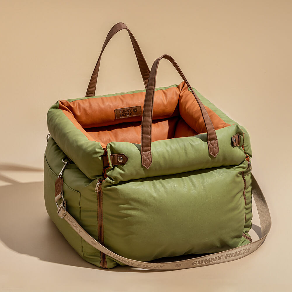 Faux Leather Dog Car Booster Seat Bed | Travel Safe