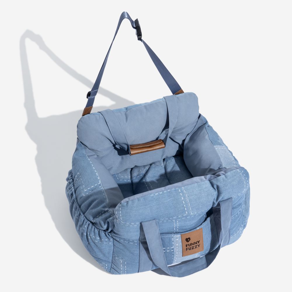 Large Dog Car Seat Bed – Portable Pet Booster with Safety Harness