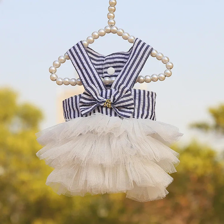 Pet Summer Dress Lace Stripe Skirt for Dogs and Cats