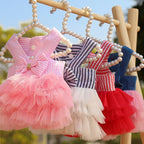 Pet Summer Dress Lace Stripe Skirt for Dogs and Cats
