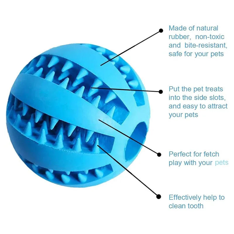 Interactive Rubber Dog Ball Toy – Treat Feeder & Teeth Cleaner