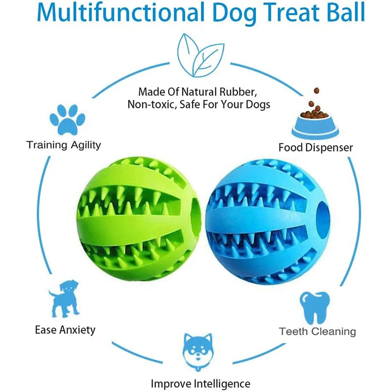 Interactive Rubber Dog Ball Toy – Treat Feeder & Teeth Cleaner
