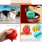Interactive Rubber Dog Ball Toy – Treat Feeder & Teeth Cleaner