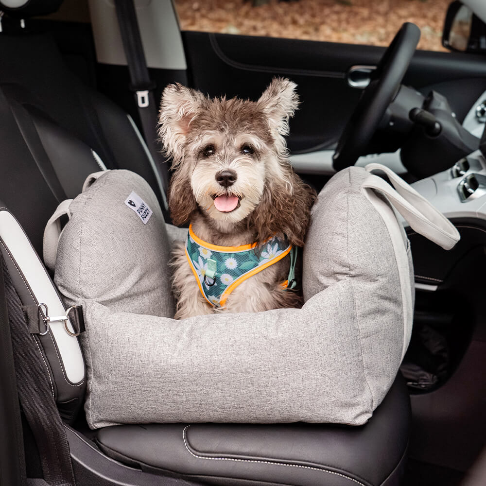 Dog Car Seat Bed – Adjustable Safety Leash & Machine Washable