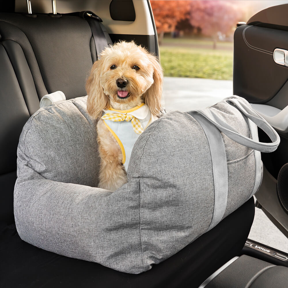 Dog Car Seat Bed – Adjustable Safety Leash & Machine Washable
