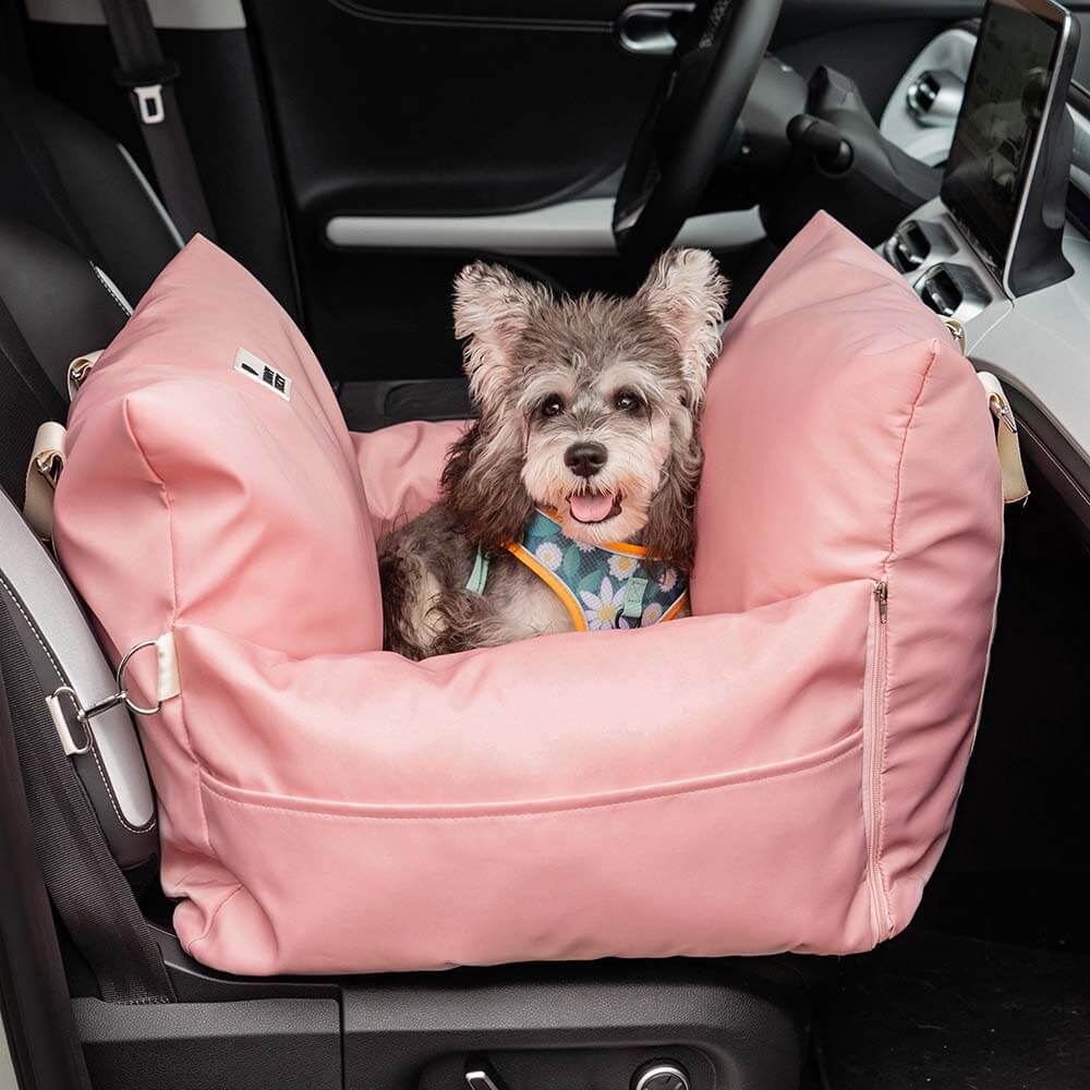 Dog Car Seat Bed – Adjustable Safety Leash & Machine Washable