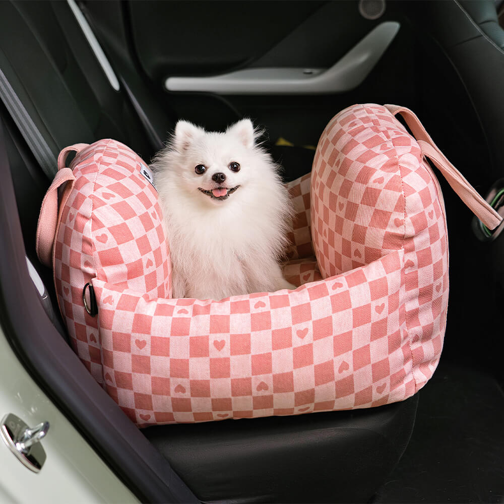 Dog Car Seat Bed – Adjustable Safety Leash & Machine Washable