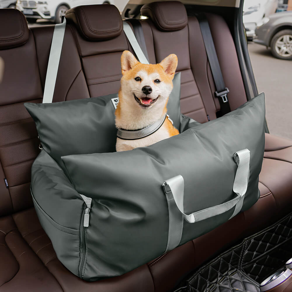 Dog Car Seat Bed – Adjustable Safety Leash & Machine Washable