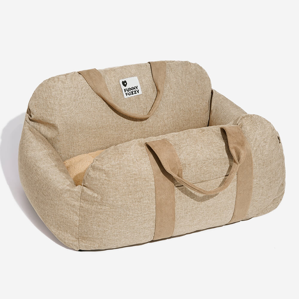 Dog Car Seat Bed – Adjustable Safety Leash & Machine Washable