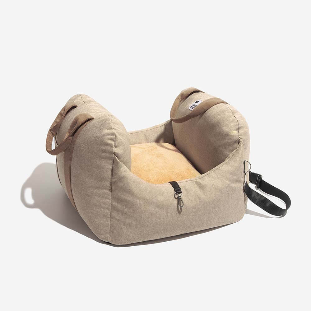 Dog Car Seat Bed – Adjustable Safety Leash & Machine Washable