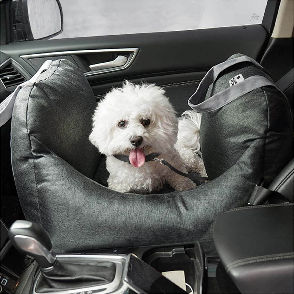 Dog Car Seat Bed – Adjustable Safety Leash & Machine Washable