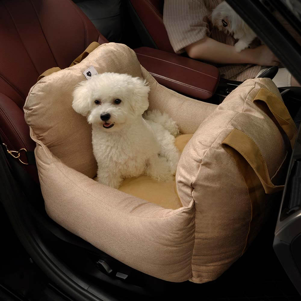 Dog Car Seat Bed – Adjustable Safety Leash & Machine Washable