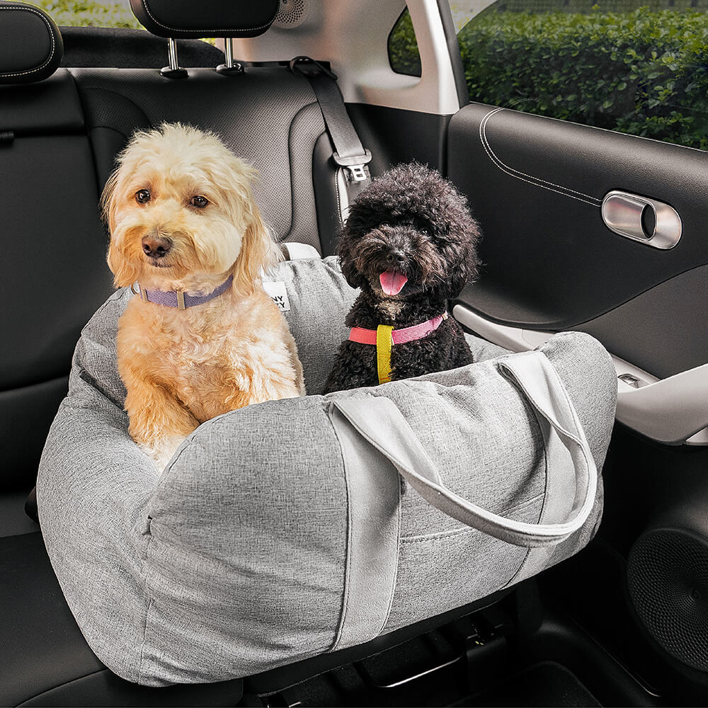 Dog Car Seat Bed – Adjustable Safety Leash & Machine Washable