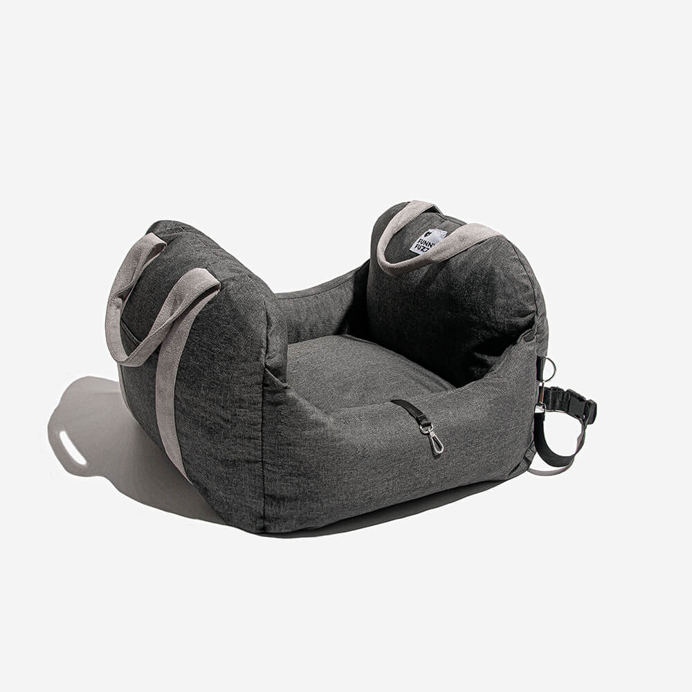Dog Car Seat Bed – Adjustable Safety Leash & Machine Washable