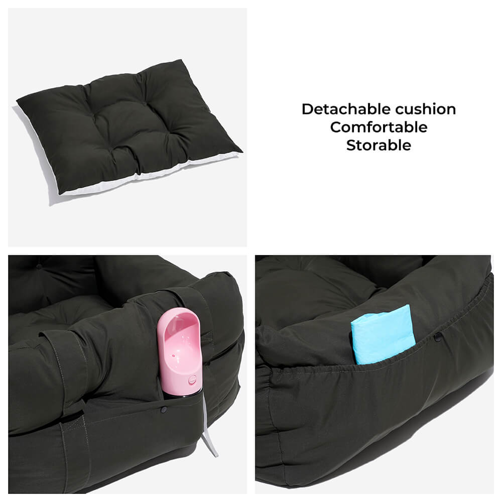 Large Dog Car Seat Bed – Portable Pet Booster with Safety Harness