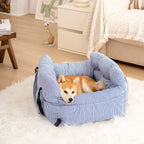 Large Dog Car Seat Bed – Portable Pet Booster with Safety Harness