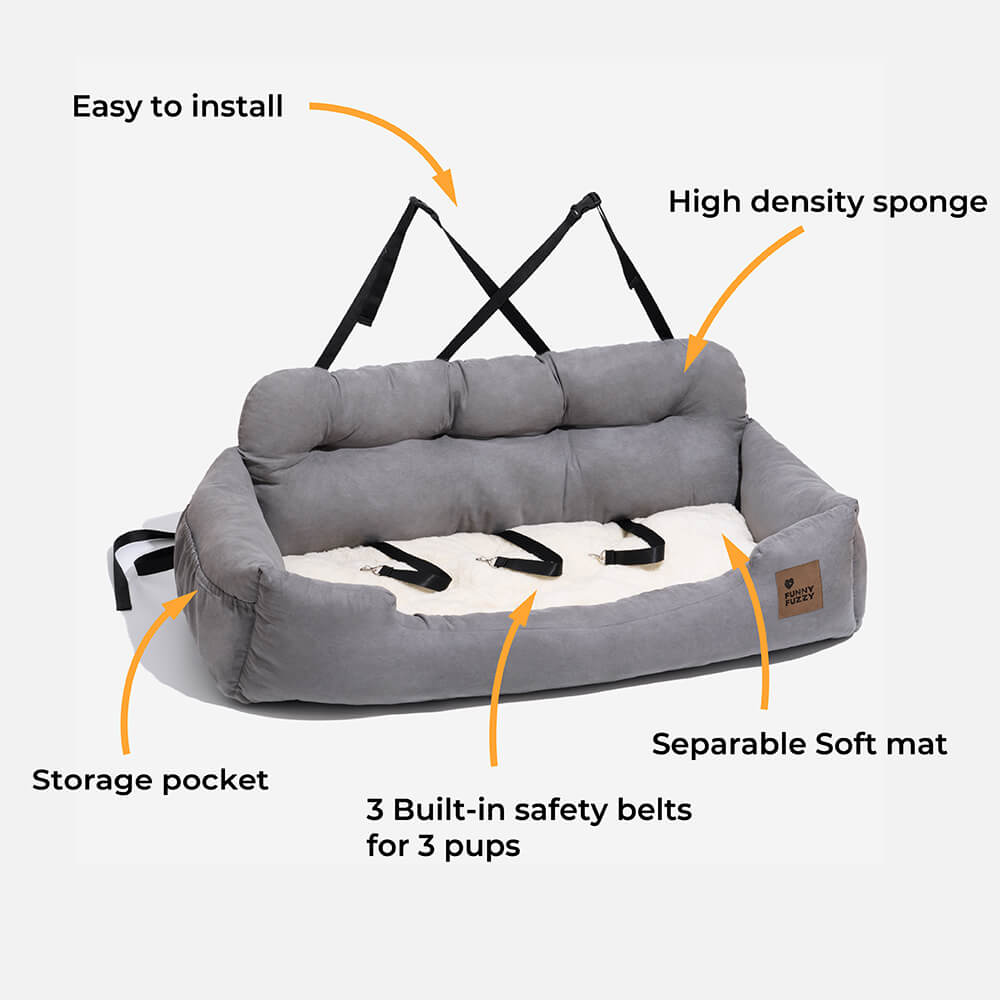Dog Car Seat for Medium Large Dogs with Safety Harness