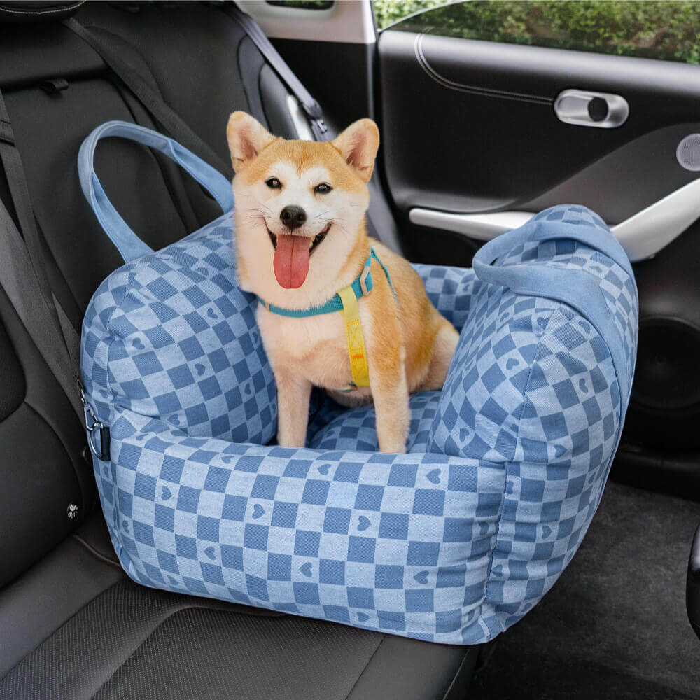 Dog Car Seat Bed – Adjustable Safety Leash & Machine Washable