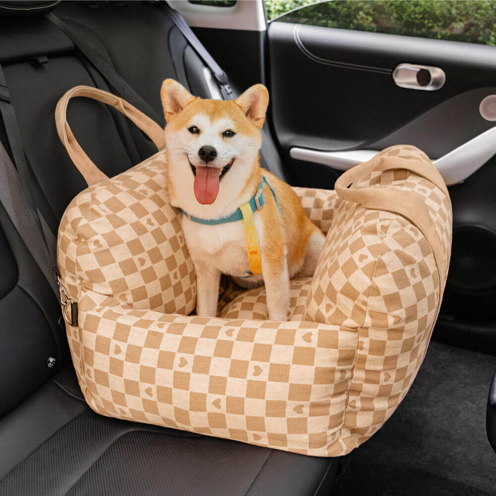 Dog Car Seat Bed – Adjustable Safety Leash & Machine Washable