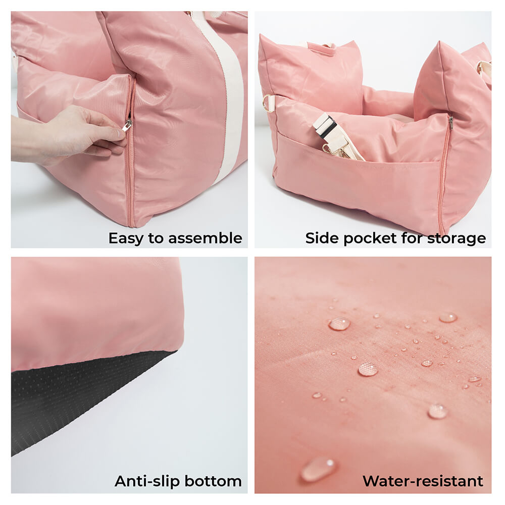 Waterproof Oxford Dog Car Seat Bed with Safety Pillows